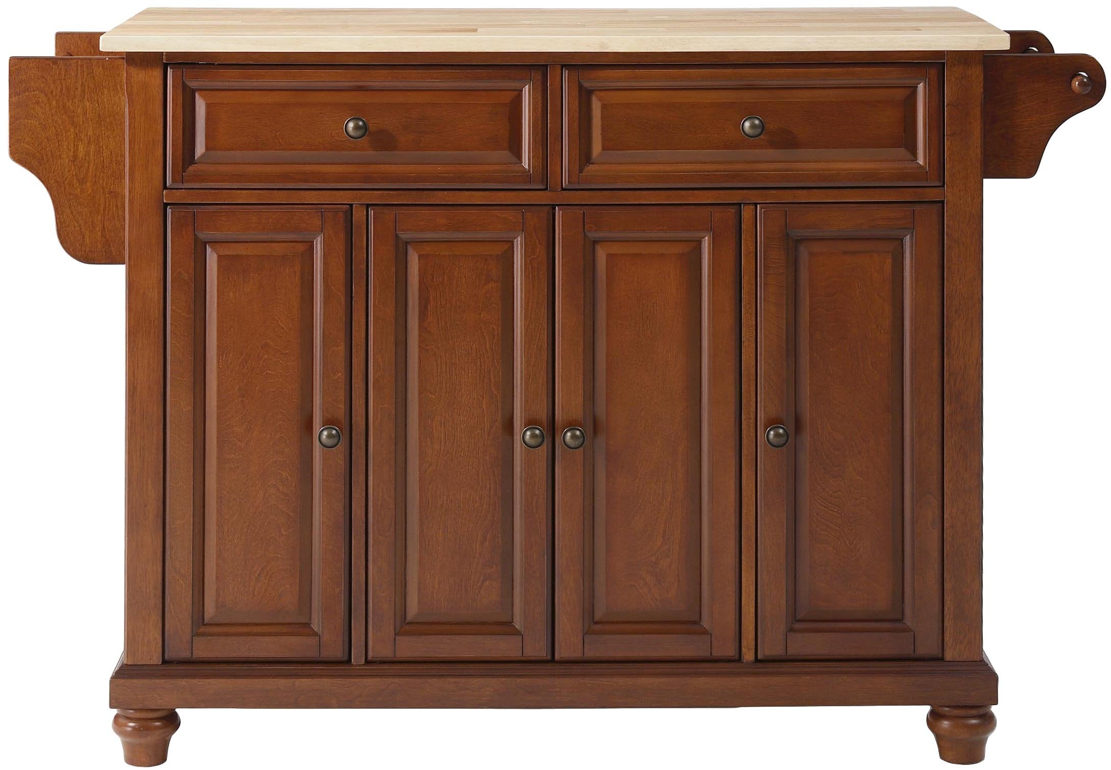 Crosley Furniture KF30001DCH Cambridge Kitchen Island with Natural Wood Top, 52, Classic Cherry