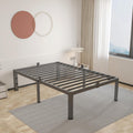 ROIL 16 Inch Twin Bed Frame with Rounded Corner and Headboard Hole Mattress Retainers 3500LBS Metal Heavy Duty Steel Slats No Bo