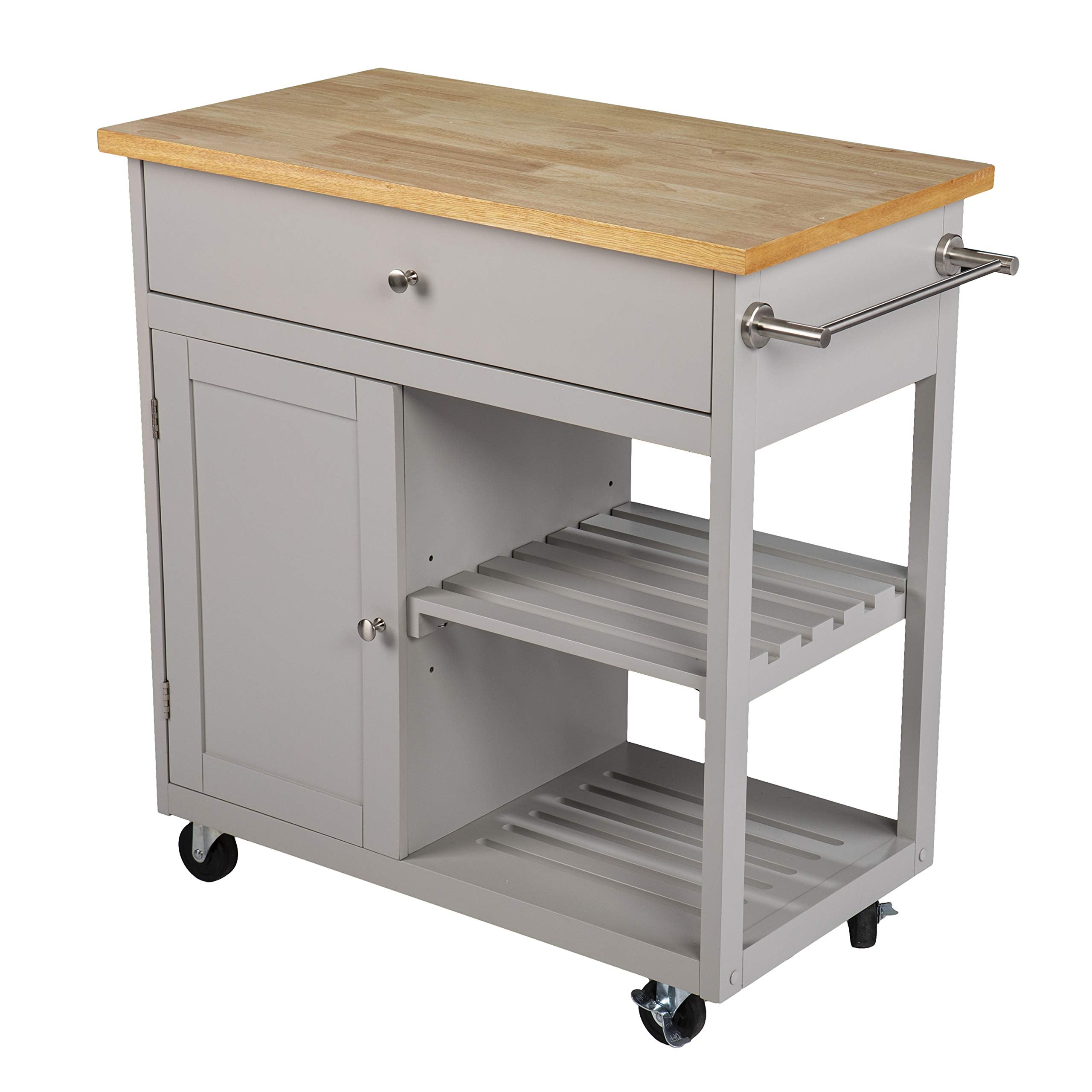 SEI Furniture Rolling w/Storage Kitchen Island, Grey/Natural (AMZ4375211AK)