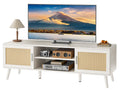 SUPERJARE TV Stand for 65 Inch TV, Entertainment Center with Adjustable Shelf, Rattan TV Console with 2 Cabinets, Media Console,