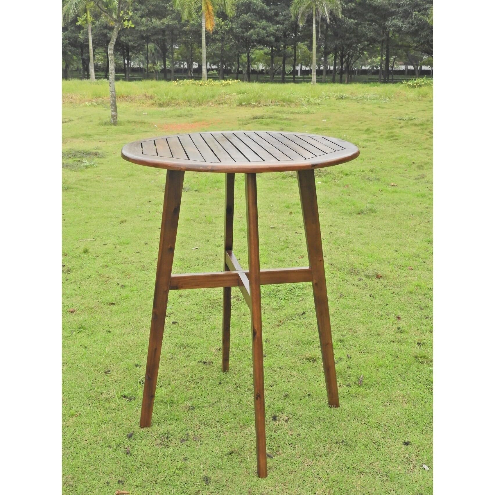 Acacia 32-inch Round Bar Height Table - stain