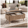JOINICE Lift Top Coffee Table, Mid Century Modern Coffee Table with Hidden Compartment, Fluted Lift Tabletop Center Table for Li