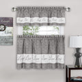 Tier and Valance Window Curtain Set - 58 Inch Width, 36 Inch Length - Live, Love, Laugh (Grey) - Light Filtering Drapes for Kitc
