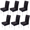 Yiaizhuo Chair Covers for Dining Room Set of 6 Pack Black Marble Slipcovers High Back Chairs Cover Stretch Spandex Slipcover for