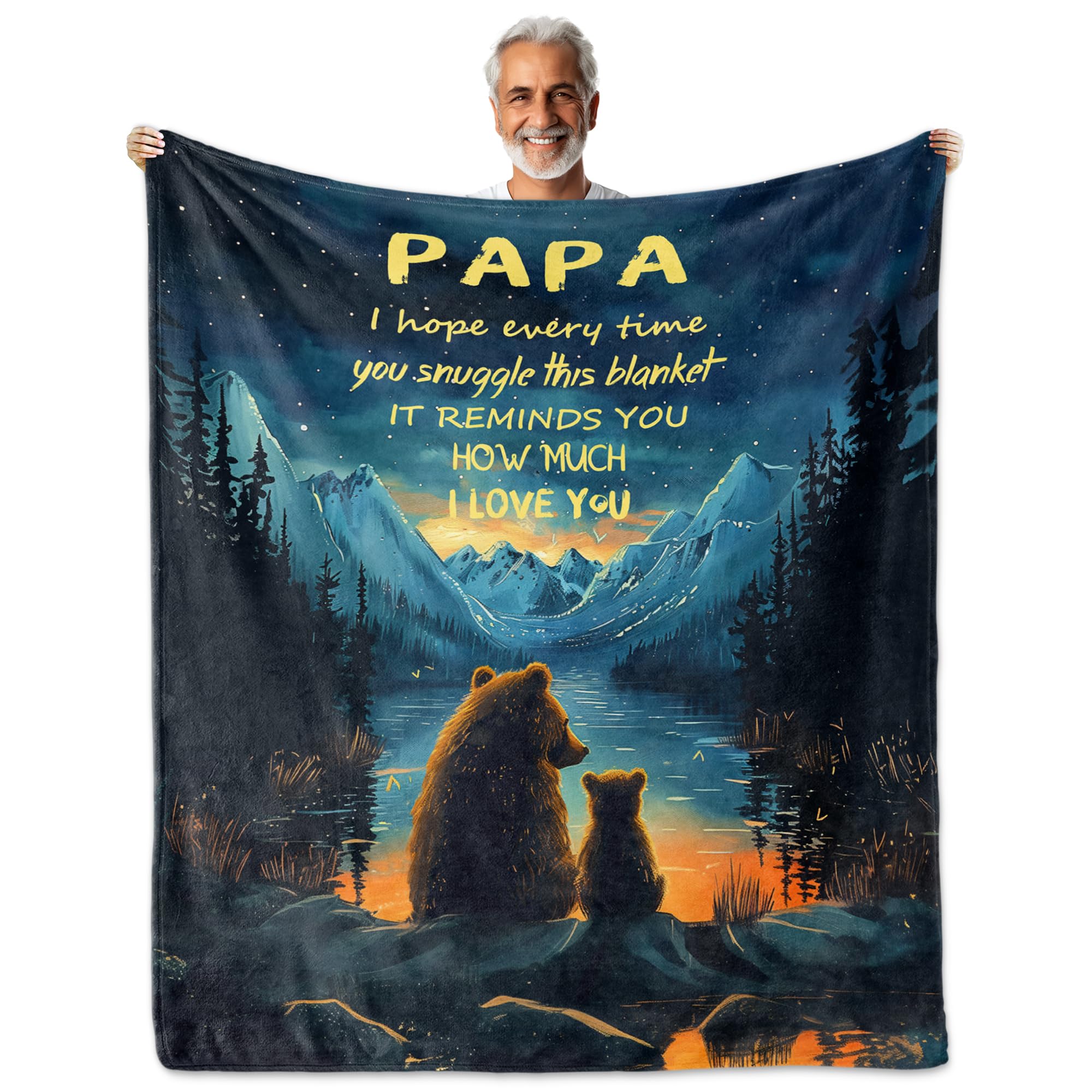 NEXVSGL Papa Gifts from Grandkids, Gifts for Papa, Papa Birthday Gifts Blanket 60*50, Big Papa Gift, Gifts for Papa from Grandki