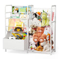 BBLIKE Kids Bookshelf and Stuffed Animal Storage - Multi-Function Nursery Book Shelves with Leather Toy Box and PVC Book Display