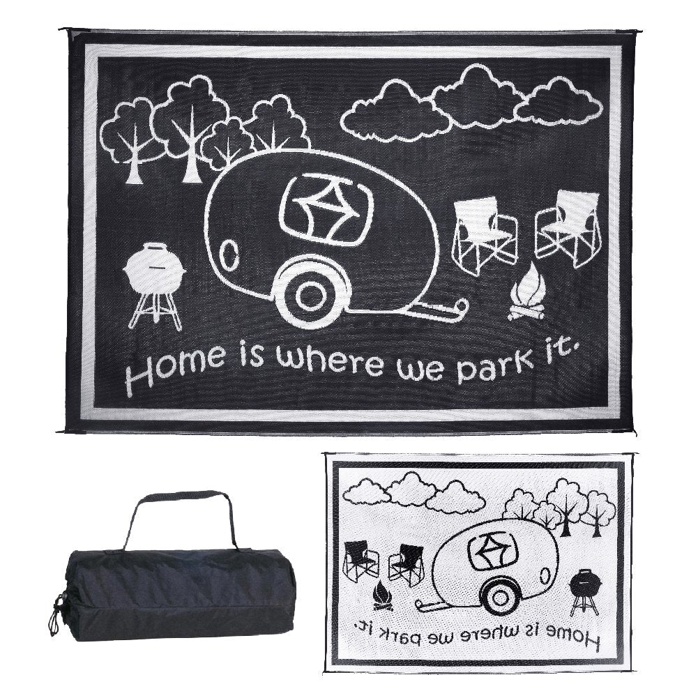 Stylish Camping Mings Mark RH8111 Reversible RV Home Mat - 8 x 11, Black/White
