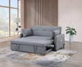 Radella 69W Gray Linen Convertible Sleeper Loveseat with USB Ports, Power Sockets, Pockets, Pillows, Tufting