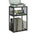 VASAGLE Record Player Stand, 3-Tier Side Table, Vinyl Record Storage up to 100 Albums, End Table for Living Room, Bedroom, Ebony