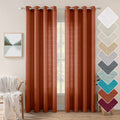 MIULEE Burnt Orange Faux Linen Semi Sheer Curtains 2 Panels for Living Room Bedroom Textured Light Filtering Privacy Window Curt