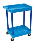 LUXOR BUSTC11BU Multipurpose Utility Tub Cart with Two Shelves Each with 2.75 Deep Walls, 300 Lbs. Capacity, Blue