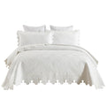 MarCielo 3-Piece 100% Cotton Oversized Bedspread Set Coverlet Set Lightweight Quilt Set Embroidery Farmhouse Bedding Set (TK Whi