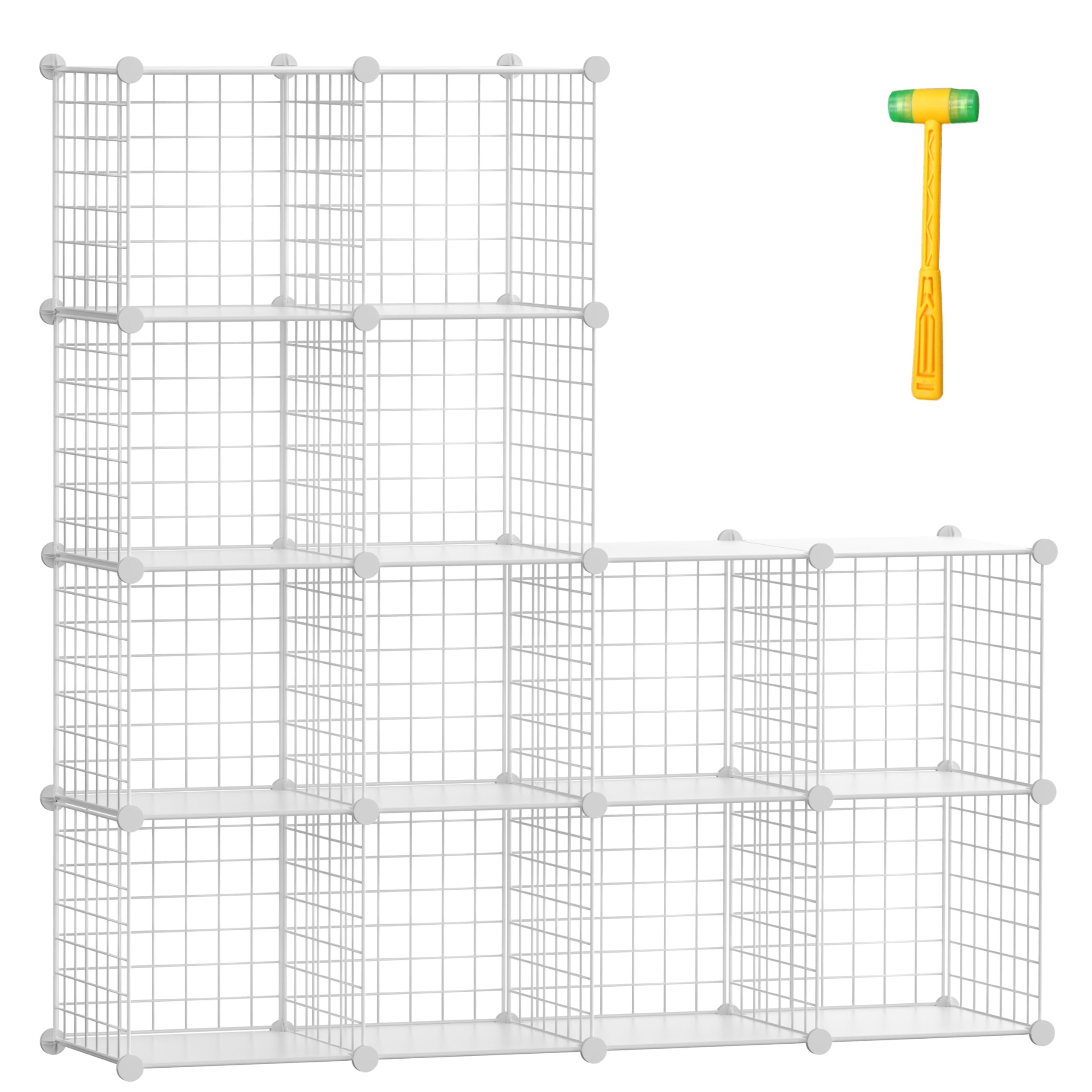 TUMUCUTE Cube Storage Organizer, Metal 12-Cube Shelves Bookshelf, Portable Closet Clothes Organizer for Bedroom, Home, Office, W