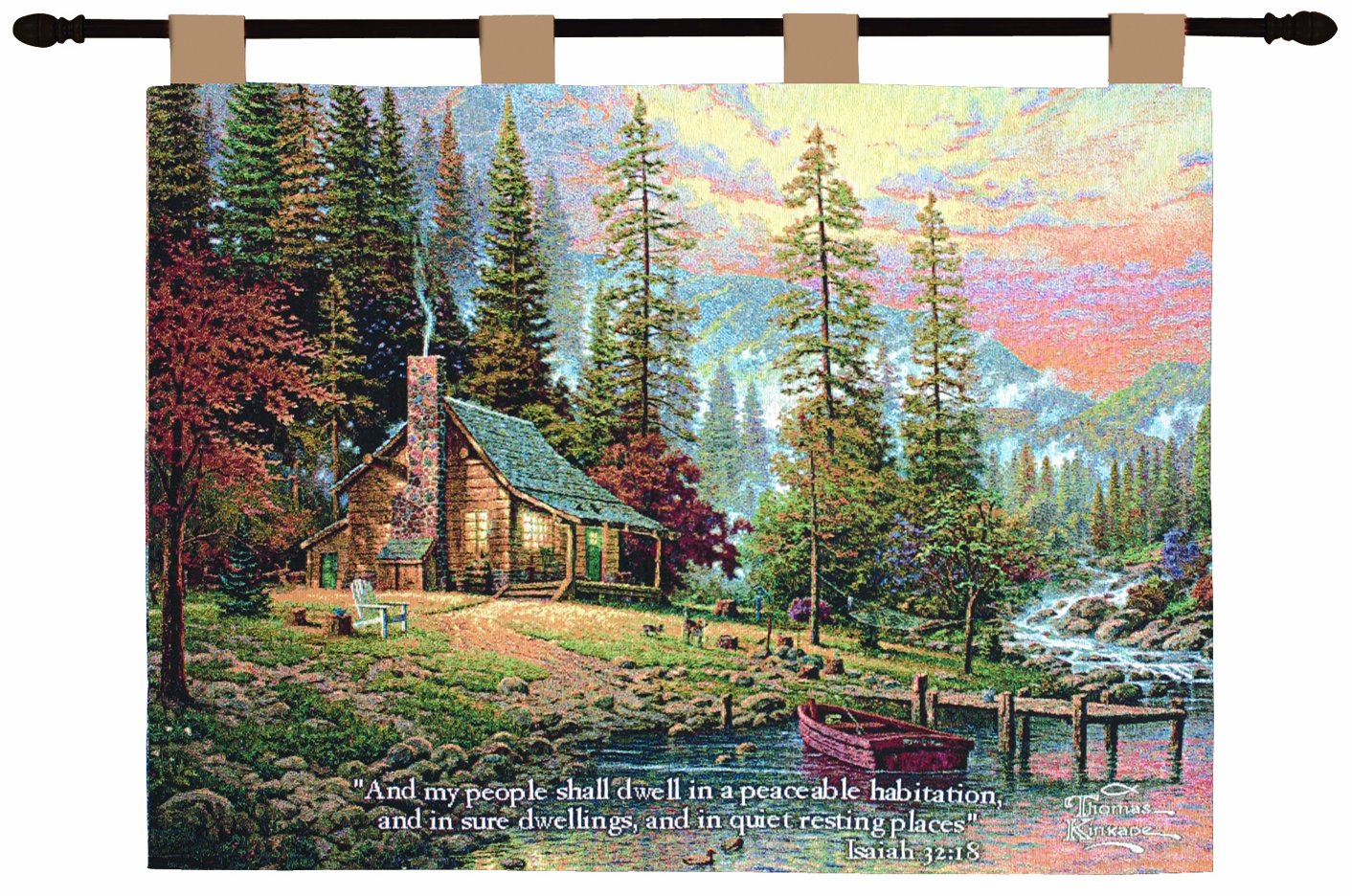 Manual Inspirational Collection 26 X 36-Inch Wall Hanging and Finial Rod, A Peaceful Retreat with Verse by Thomas Kinkade