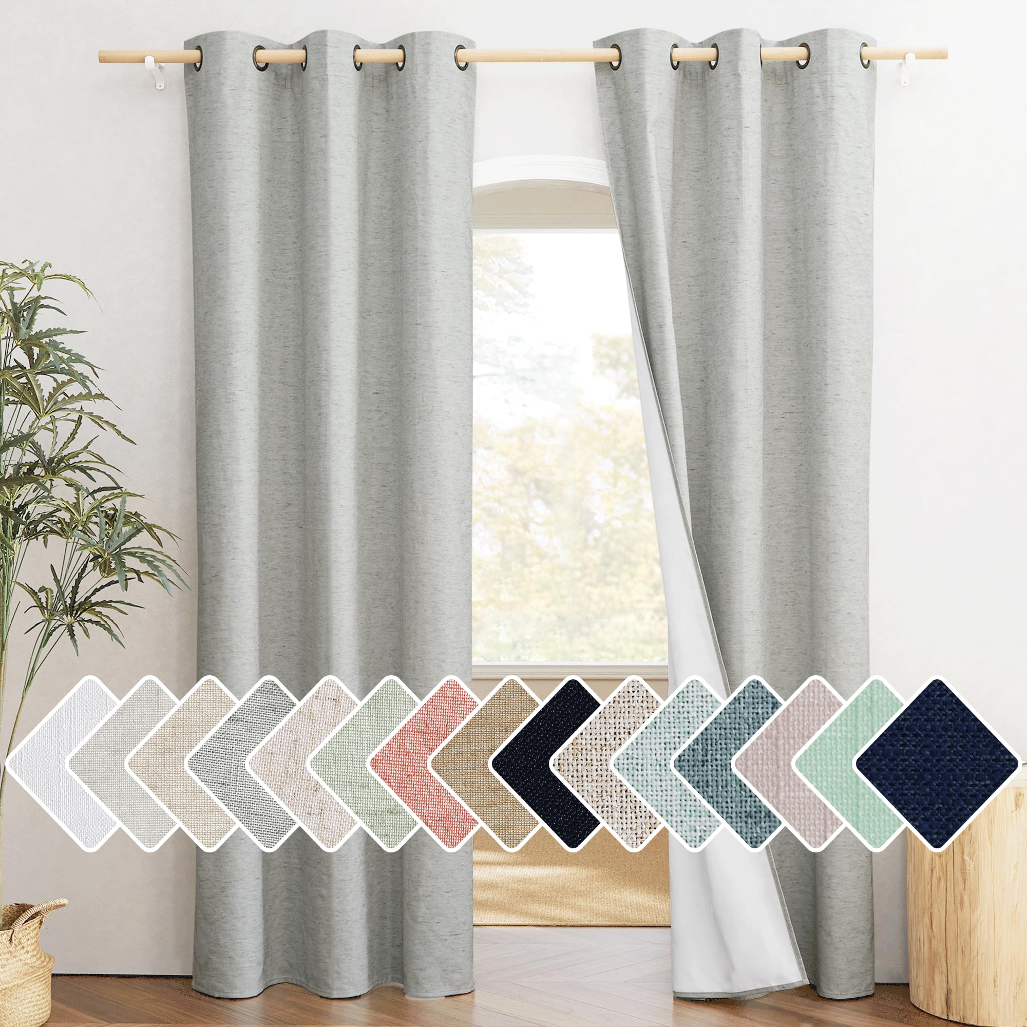 NICETOWN Grey Noise and Lights Block Out Curtains, 2 Panels, 42-inch W by 84-inch L, Thermal Insulated 100% Blackout 2-Layer Lin