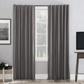 Sun Zero - 56252 Greyson Faux Dupioni Silk Extreme 100% Blackout Back Tab Curtain Panel, 50 x 84, Gray