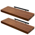 BATODA Set of 2 24 Acacia Wood Floating Shelves Wall Mounted - Rustic Farmhouse Wooden Wall Storage Shelf for Bedroom, Kitchen, 