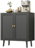 Huuger Buffet Cabinet with Storage, Storage Cabinet with PE Rattan Decor Doors, Accent Sideboard Buffet with Solid Wood Feet, fo