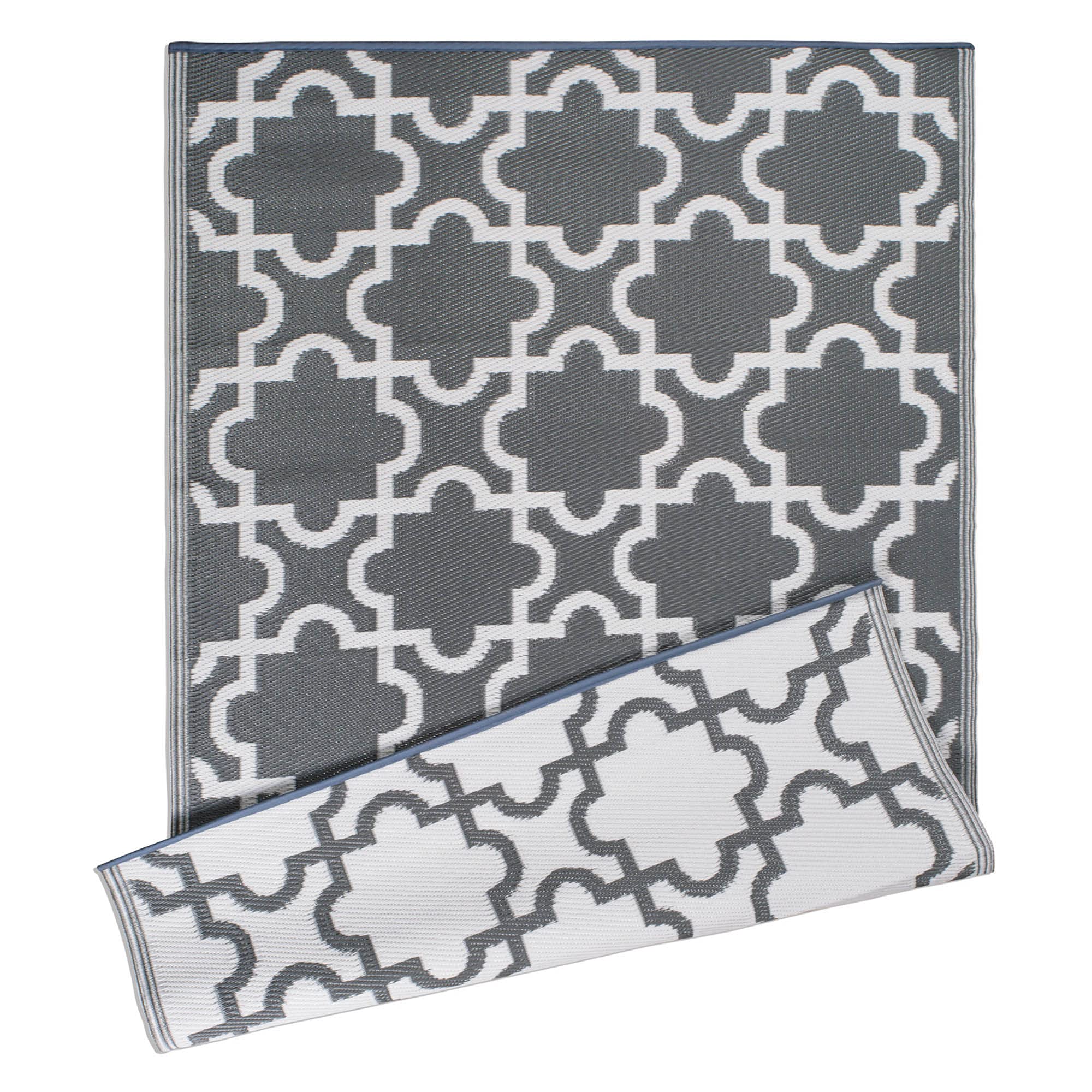 DII Reversible Outdoor Lattice Woven Rug, 4x6 Ft, Gray