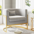 Apeaka Velvet Accent Chair, Modern Barrel Chair Upholstered Armchair for Living Room Bedroom Single Sofa Chair Club Chairs Gray 