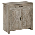 HOMCOM Farmhouse Sideboard Buffet Cabinet, Barn Door Style Kitchen Cabinet, 32 Accent Cabinet for Kitchen, Living Room or Entryw