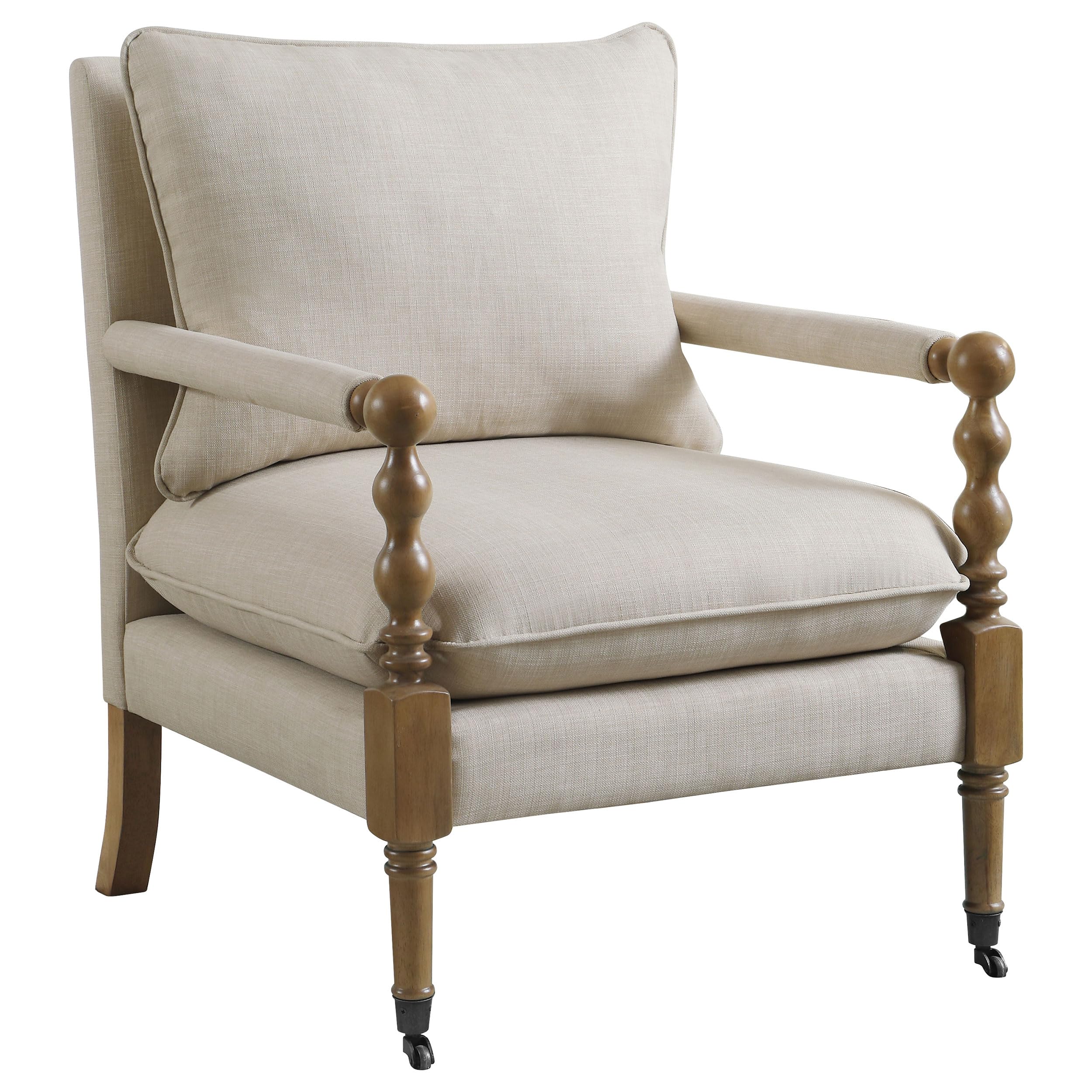 Coaster Home Furnishings - Dempsy - Upholstered Accent Chair with Casters, Fabric Upholstered, Pillow Back, Covered Armrests - L