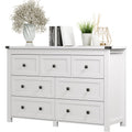 Dresser for Bedroom with 7 Drawers, Farmhouse Wood Chest of Drawers, Wide TV Stand Closet Storage Furniture with Metal Handle, M