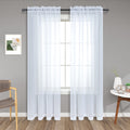 White Sheer curtains 96 Inches Long for Living Room 2 Panels Set Rod Pocket Transparent Window curtains for Bedroom 52x96 Inch L