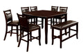 24/7 Shop at Home IDF-3024PT-8PC 8-Piece Dining, 6 Chair & 1 Bench Set, Brown