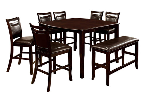 24/7 Shop at Home IDF-3024PT-8PC 8-Piece Dining, 6 Chair & 1 Bench Set, Brown