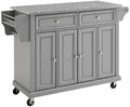 Crosley Furniture Full Size Granite Top Rolling Kitchen Island Storage Cart, Microwave Stand, Spice Rack, Gray