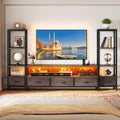 YITAHOME TV Stand 65 Inch for Living Room, LED Entertainment Center with Storage, TV Stand with 4 Tier Industrial Bookcase & Pow
