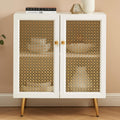 JYED DECOR White Storage Cabinet with 2 Metal Mesh Doors - Modern Sideboard Buffet, Multifunctional Accent Cabinet for Living Ro