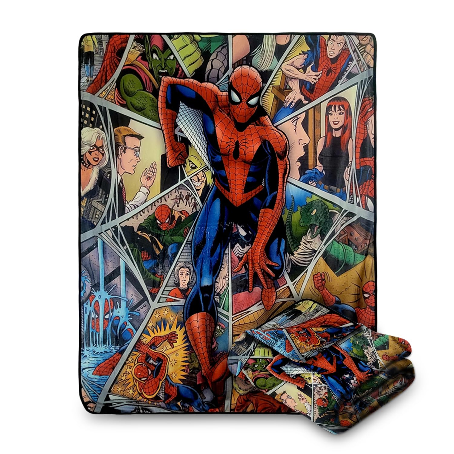 Marvel Bazillion Dreams Legends Spider-Man Characters in Web Fleece Softest Comfy Throw Blanket for Adults & Kids | Measures 60 