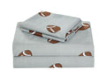Chezmoi Collection 3-Piece Kids/Teens Sports Sheet Set - Soft Microfiber Gray Brown White Football, Twin XL Size