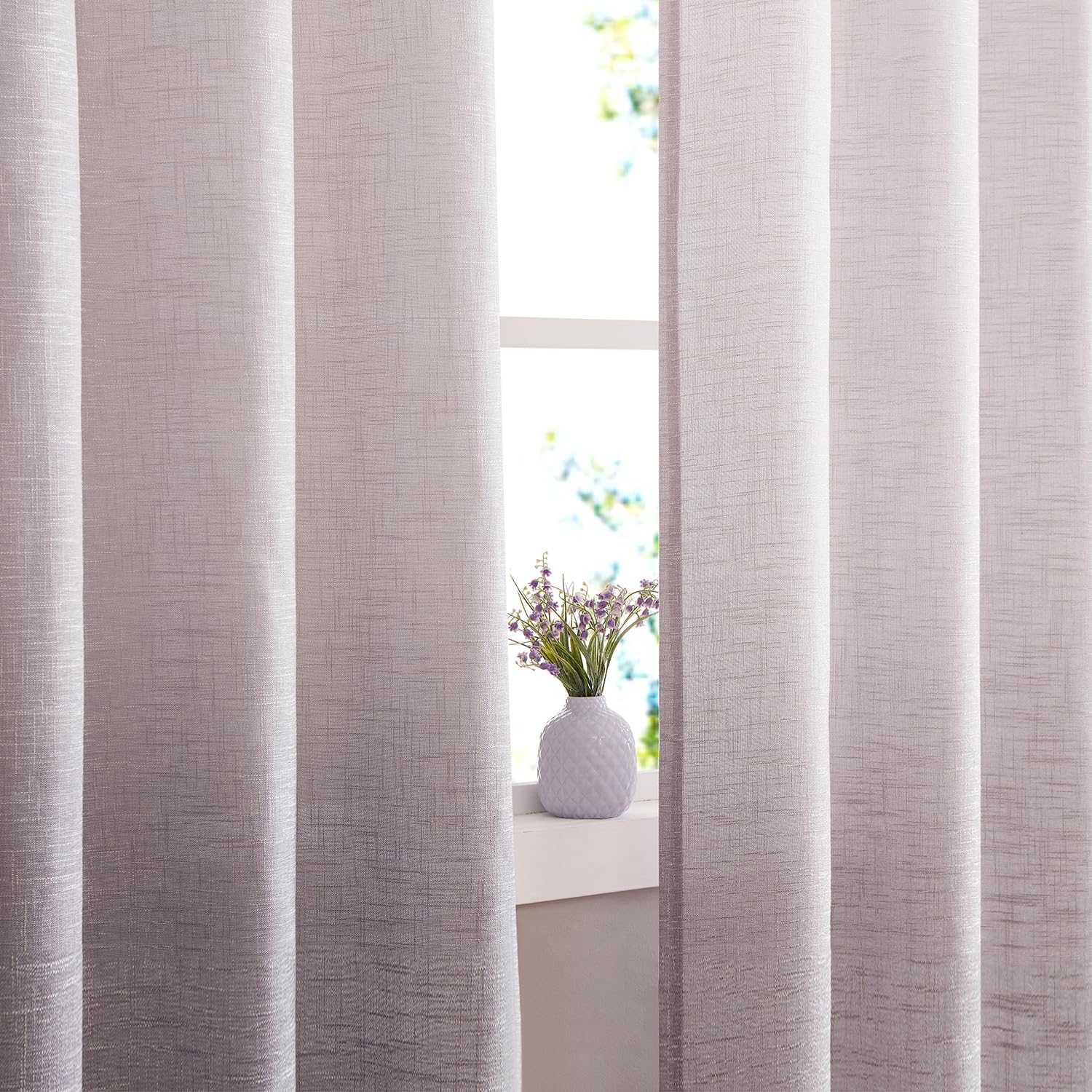 Central Park Ombre Semi Sheer Window Curtain Panel Linen Gradient Print on Rayon Blend Fabric Drapery Treatments for Living Room