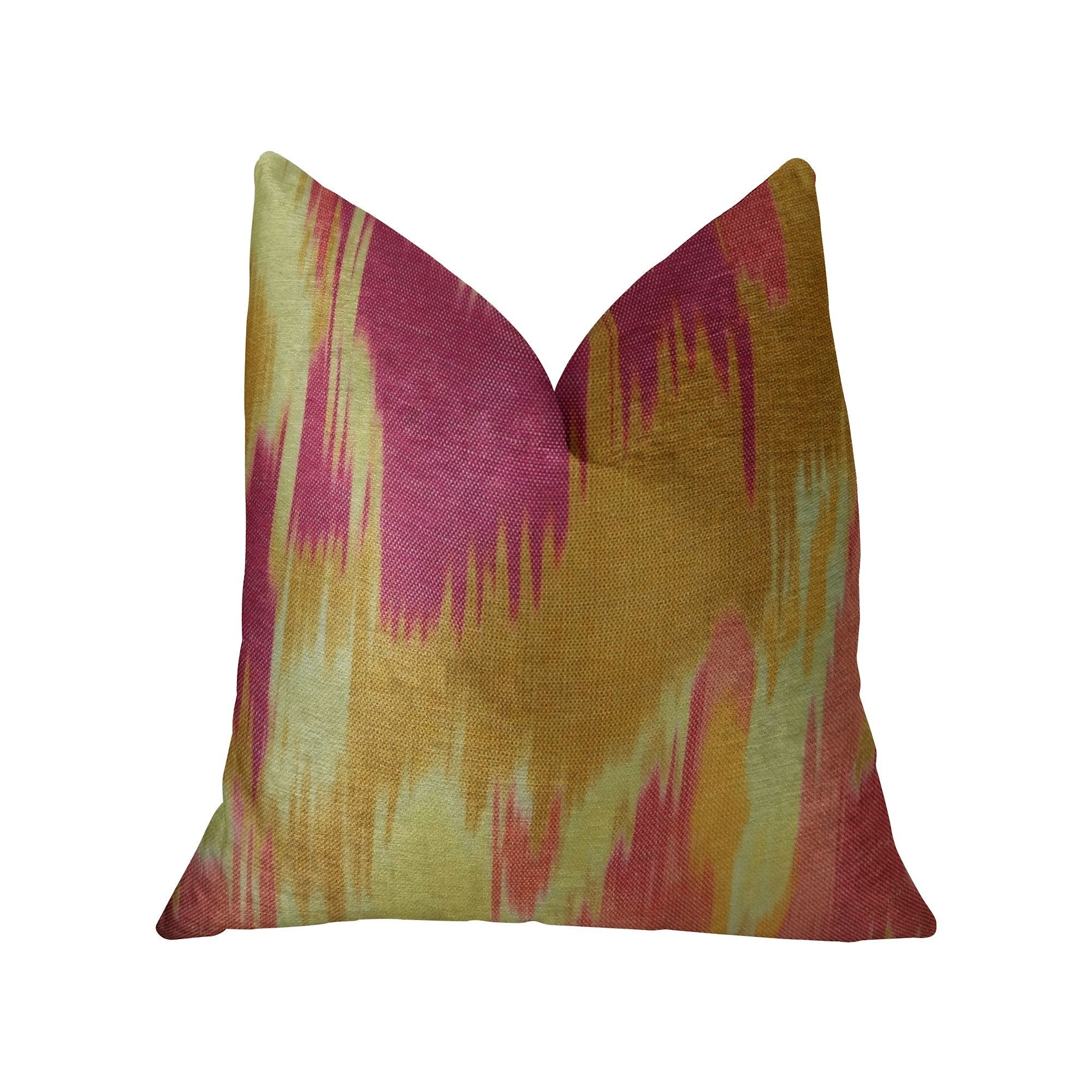 Plutus Brands Plutus Olavanna Ikat Handmade Throw Pillow, 20 x 26 Standard, Magenta/Orange/Cream