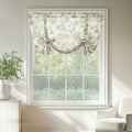 jinchan Linen Floral Tie up Shade Valance Curtains for Windows 45 Inch Farmhouse Valance Adjustable Country Tropical Small Curta