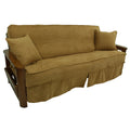 Blazing Needles Solid Microsuede Double Corded 8 to 9 Futon Slipcover Set with 2 Throw Pillows (Set of 3), Full, Camel
