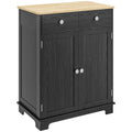 HOMCOM Sideboard with Solid Wood Countertop, Modern Kitchen Storage Cabinet, Coffee Bar Cabinet with 2 Drawers, Doors and Adjust