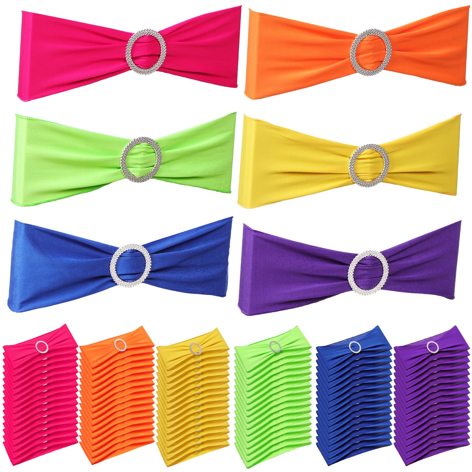 Newwiee 24 Pieces Mexican Theme Stretch Chair Sashes Dining Spandex Chair Sashes Bands with Buckle for Wedding Event Fiesta Part