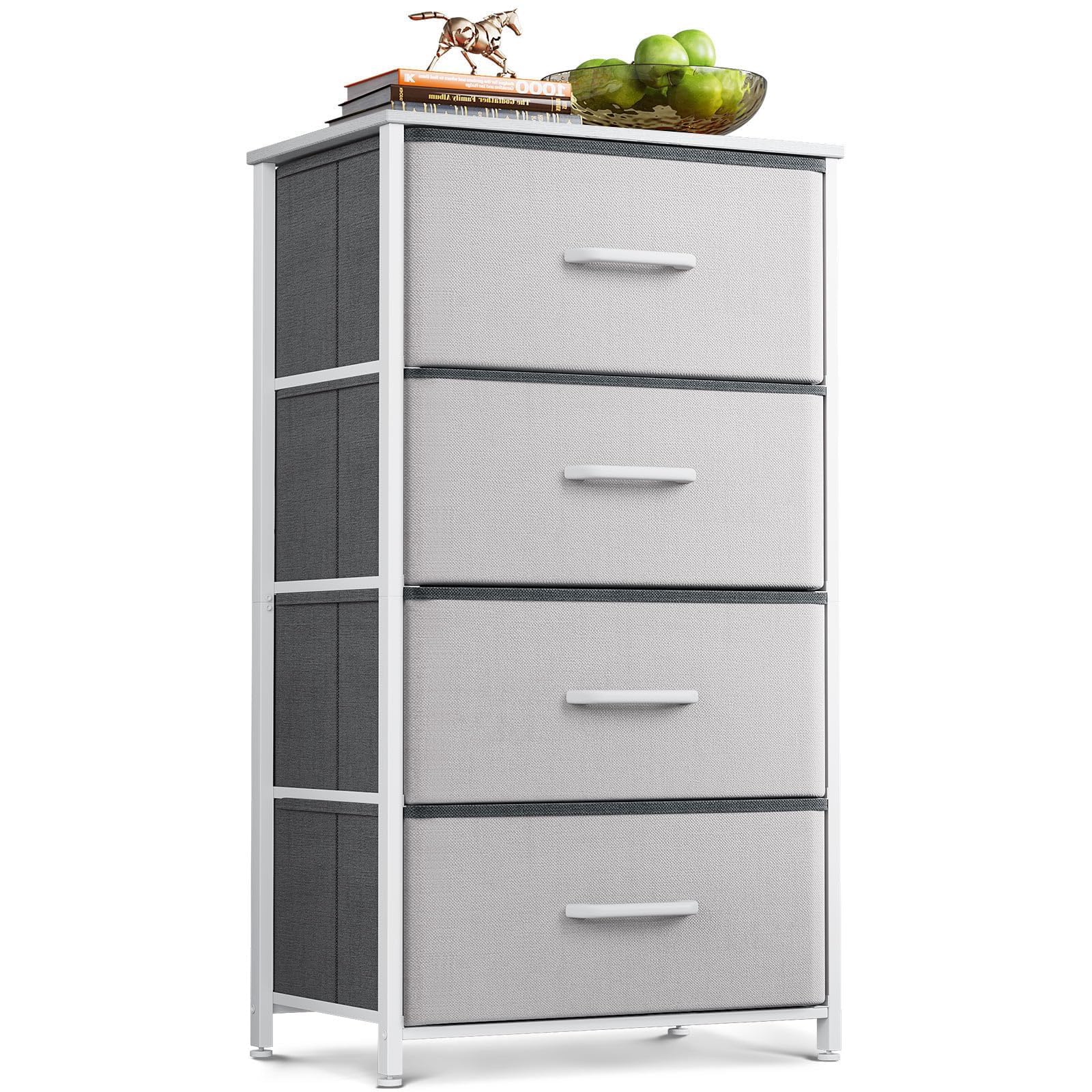 AODK Dresser for Bedroom with 4 Storage Drawers, Small Dresser Chest of Drawers Fabric Dresser with Sturdy Steel Frame, Dresser 
