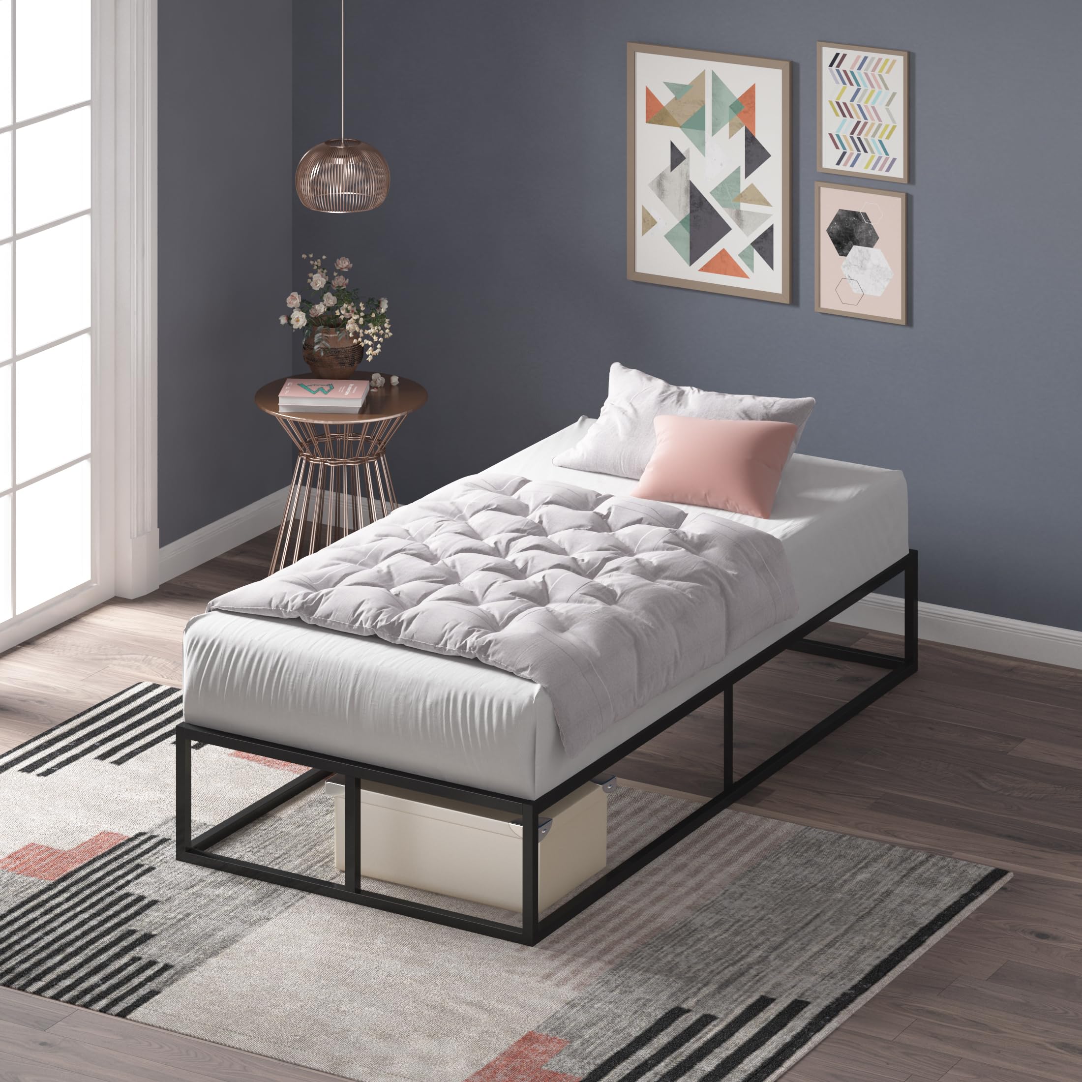 ZINUS Joseph Metal Platforma Bed Frame, Mattress Foundation, Wood Slat Support, No Box Spring Needed, Sturdy Steel Structure, Tw