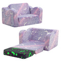 MeMoreCool Toddler Chair Comfy 1-3 Years Old, Kids Couch for Playroom, Convertible Glowing Unicorn Flip Out Sofa, Kids Furniture
