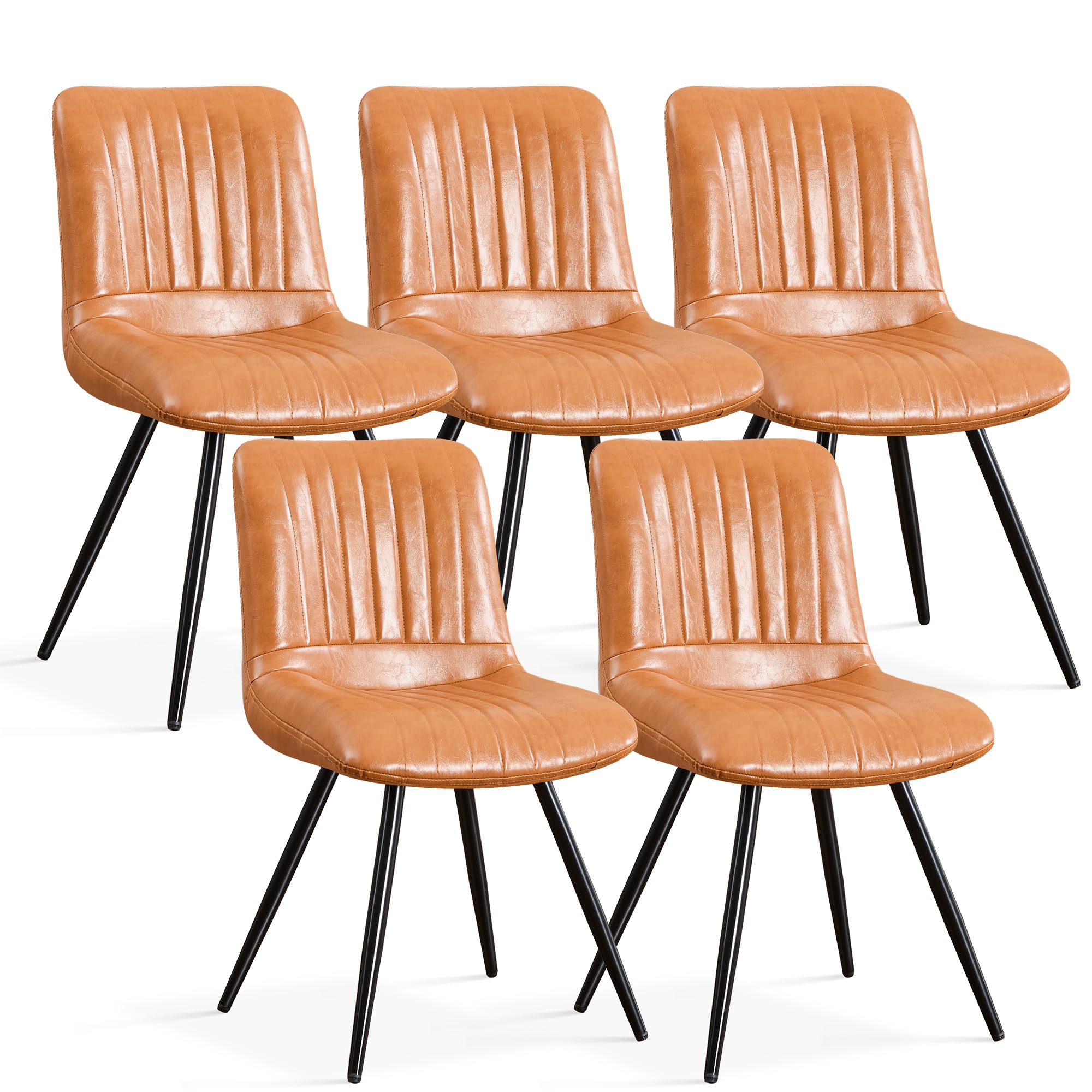 choairy Dining Chairs Set of 5, Modern Dining Chairs with Thick Cushions, PU Leather Upholstered Kitchen Dining Room Chairs with