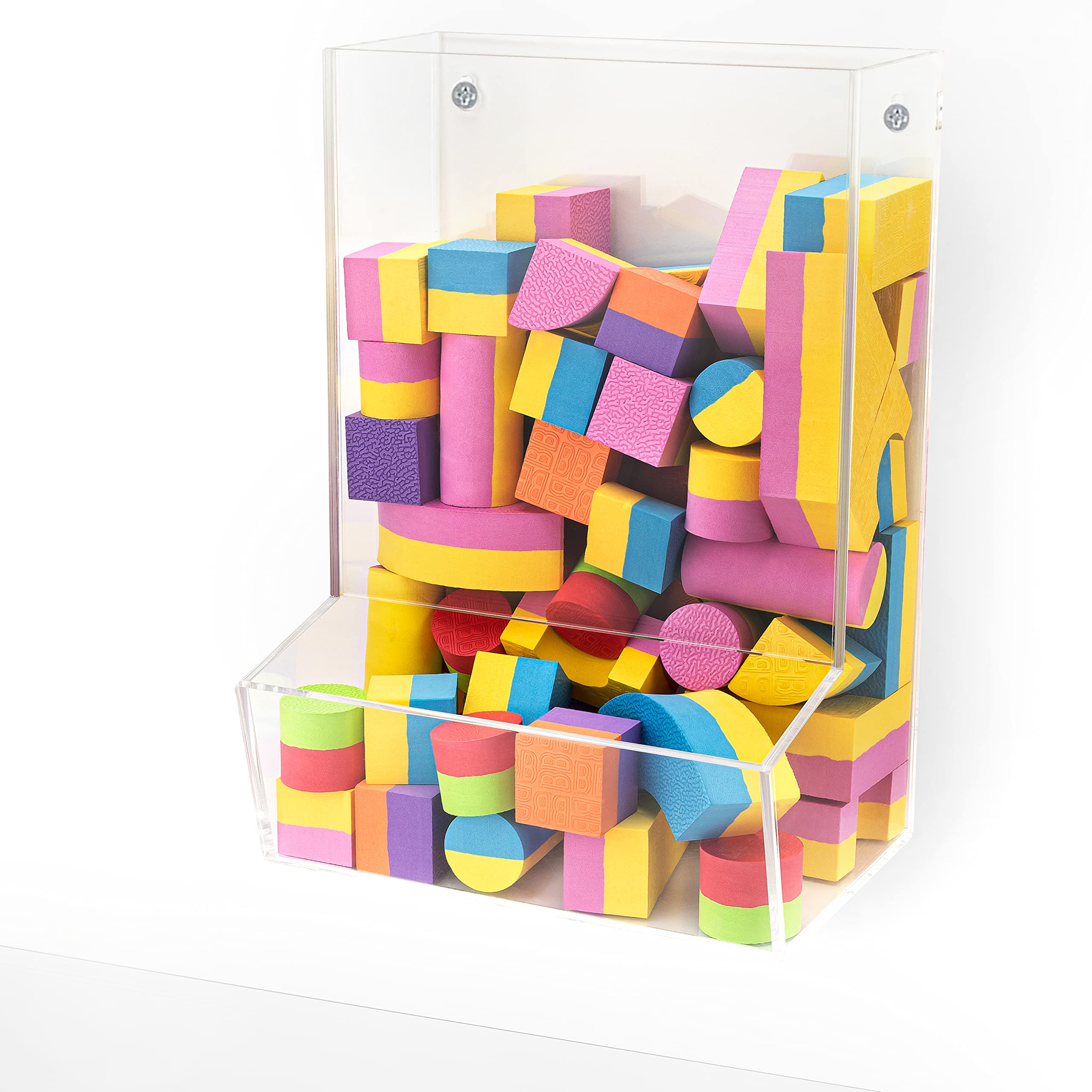 SimplyImagine Acrylic Wall Toy Dispenser, Hanging Organizer and Storage Bin for Childrens Playroom - Clear Holder Blocks, Cars, 