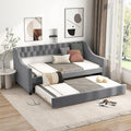 KOMFOTT Upholstered Twin Daybed with Trundle, Sofa Daybed with Backrest & Armrests, Space-Saving Daybed Trundle Bed Frame for Be