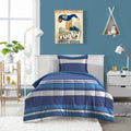 dream FACTORY Kids 7-Piece Complete Bed Set Easy-Wash Super Soft Microfiber Comforter Bedding, Full, Blue Rugby Stripe,2D872702B