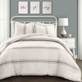 Lush Decor Farmhouse Stripe Reversible Cotton Comforter Set, 3 Piece Set, King, Gray - Cozy F??rmhouse Bedding Set - Rustic Deco