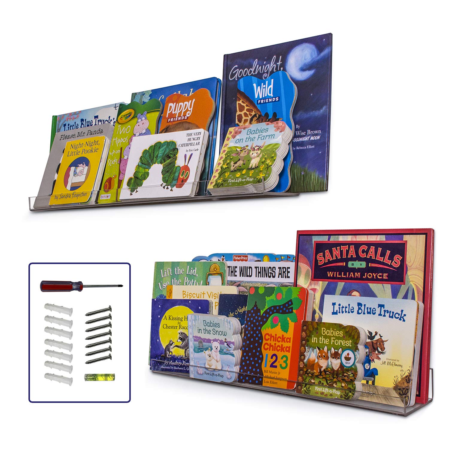 Acrylic Shelf 24 Inch (2Pack) - Acrylic Bookshelf for Toys & Books - Spice Rack & Floating Display - Acrylic Floating Shelves fo